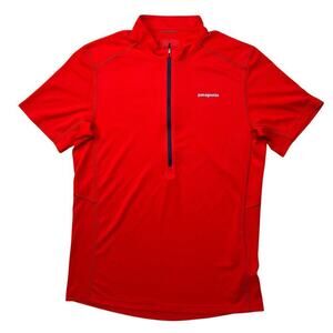 Patagonia Men’s Red 1/2 Zip Henley Outdoor Cycling Jersey Lightweight Shirt -‎ M